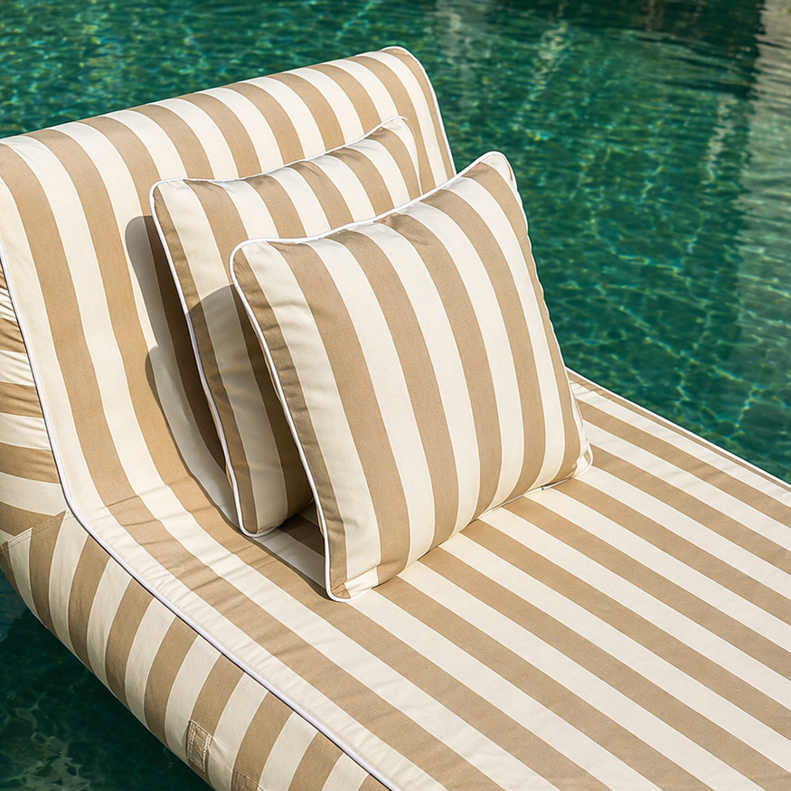 Taupe outdoor cushion set by homesoda.store, two durable cushions with plush fabric, ideal for patio or garden seating.