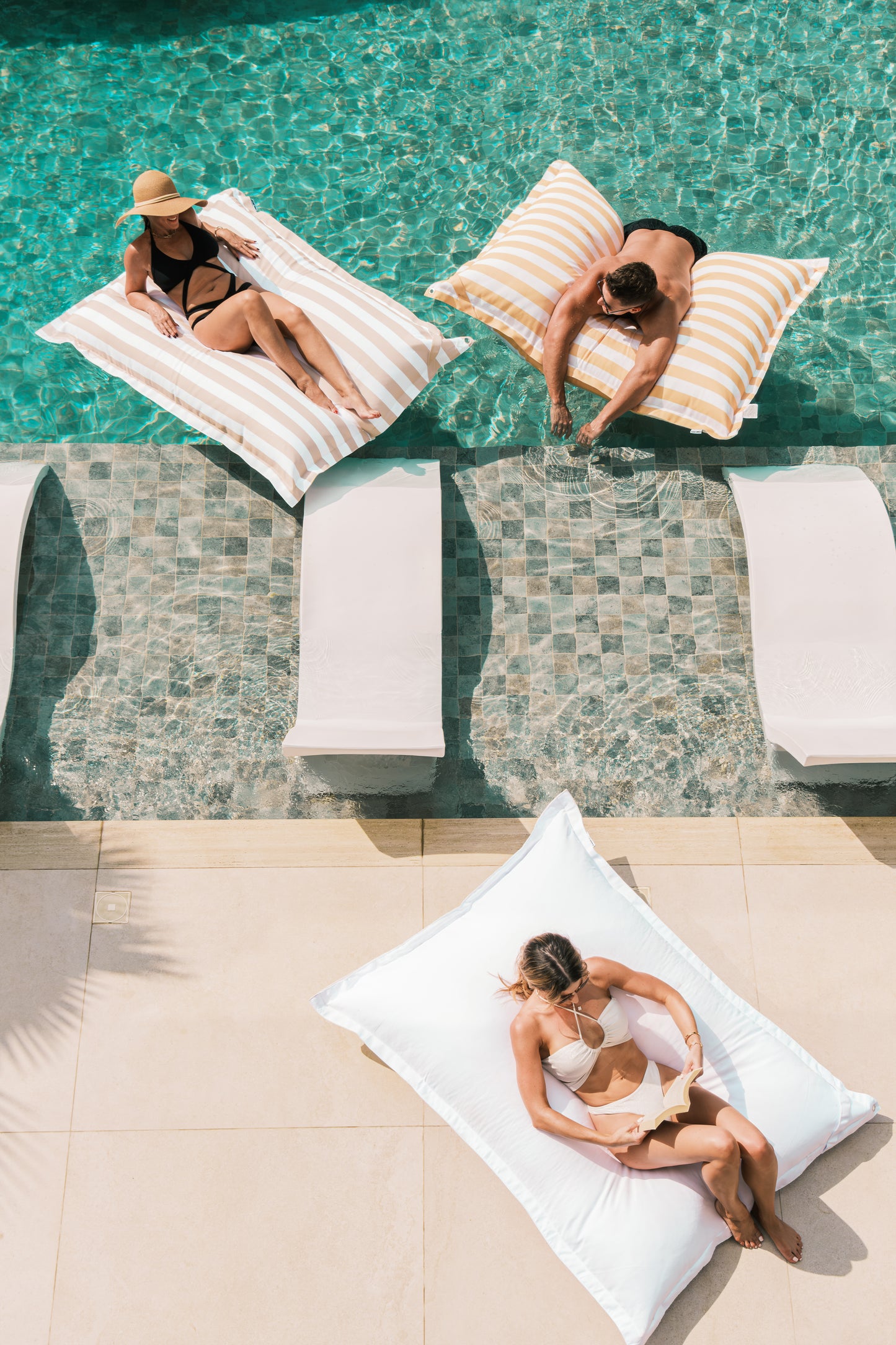 Pool Pillow | Taupe Stripe