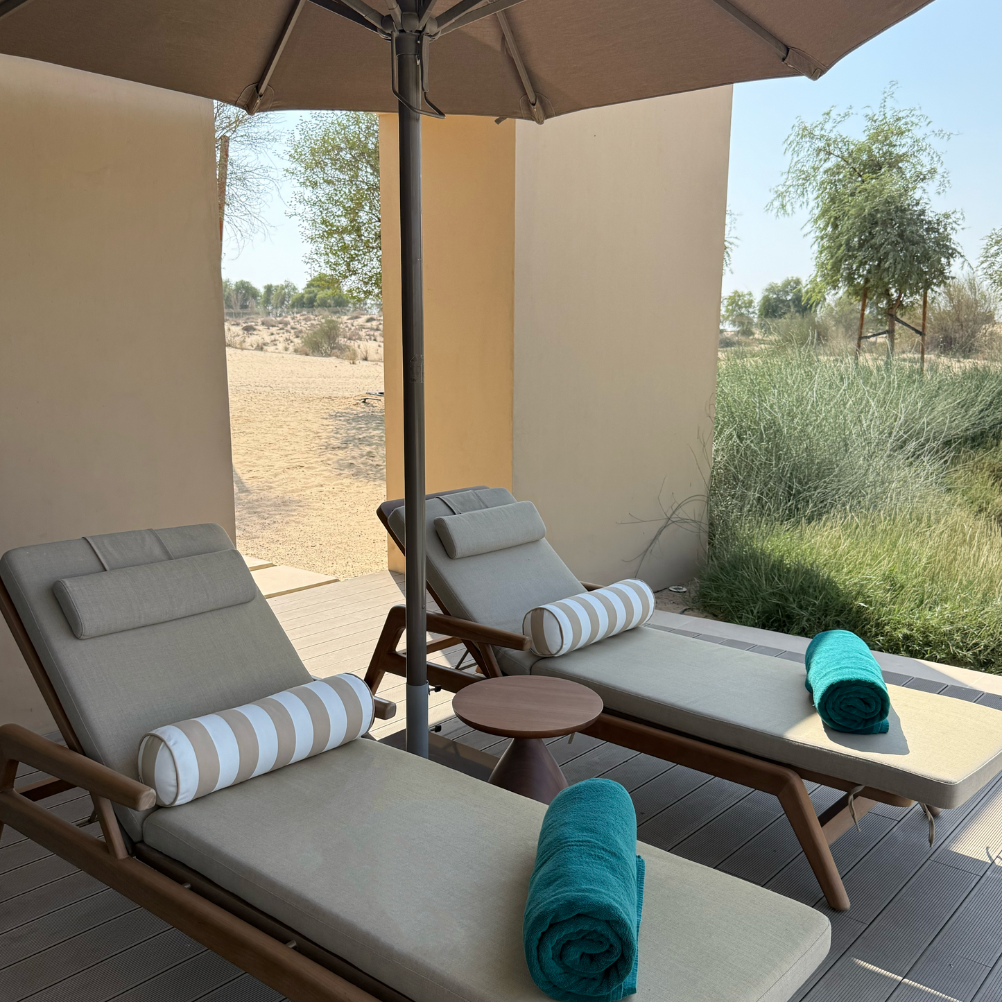 Taupe Stripe Bolster Cushion (2 Piece Set)