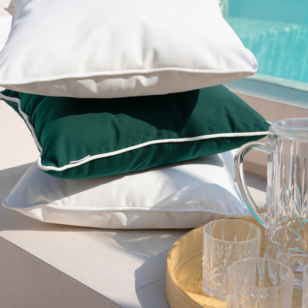 Cotton White Outdoor Cushions Set (2 Pieces)