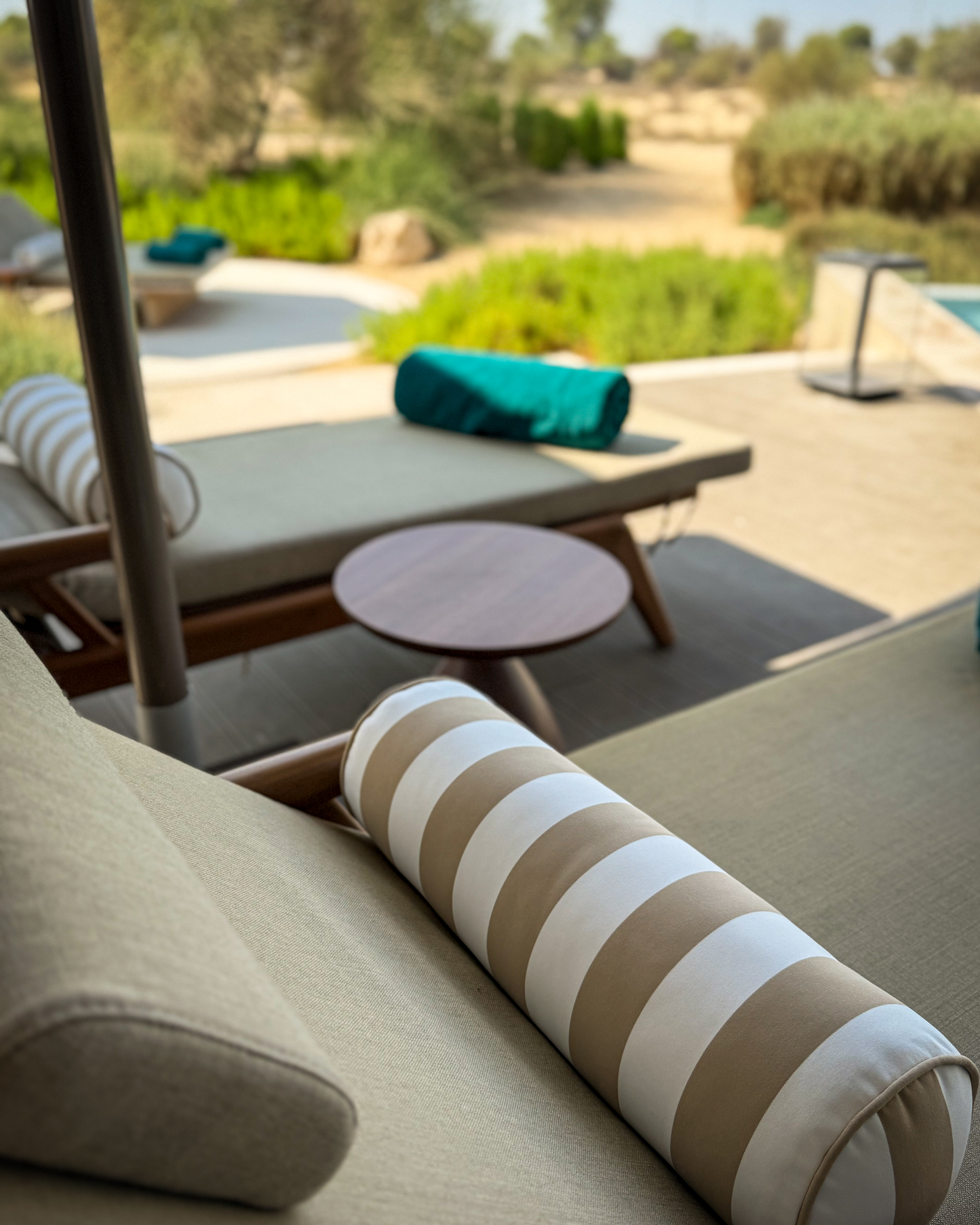 Taupe Stripe Bolster Cushion (2 Piece Set)