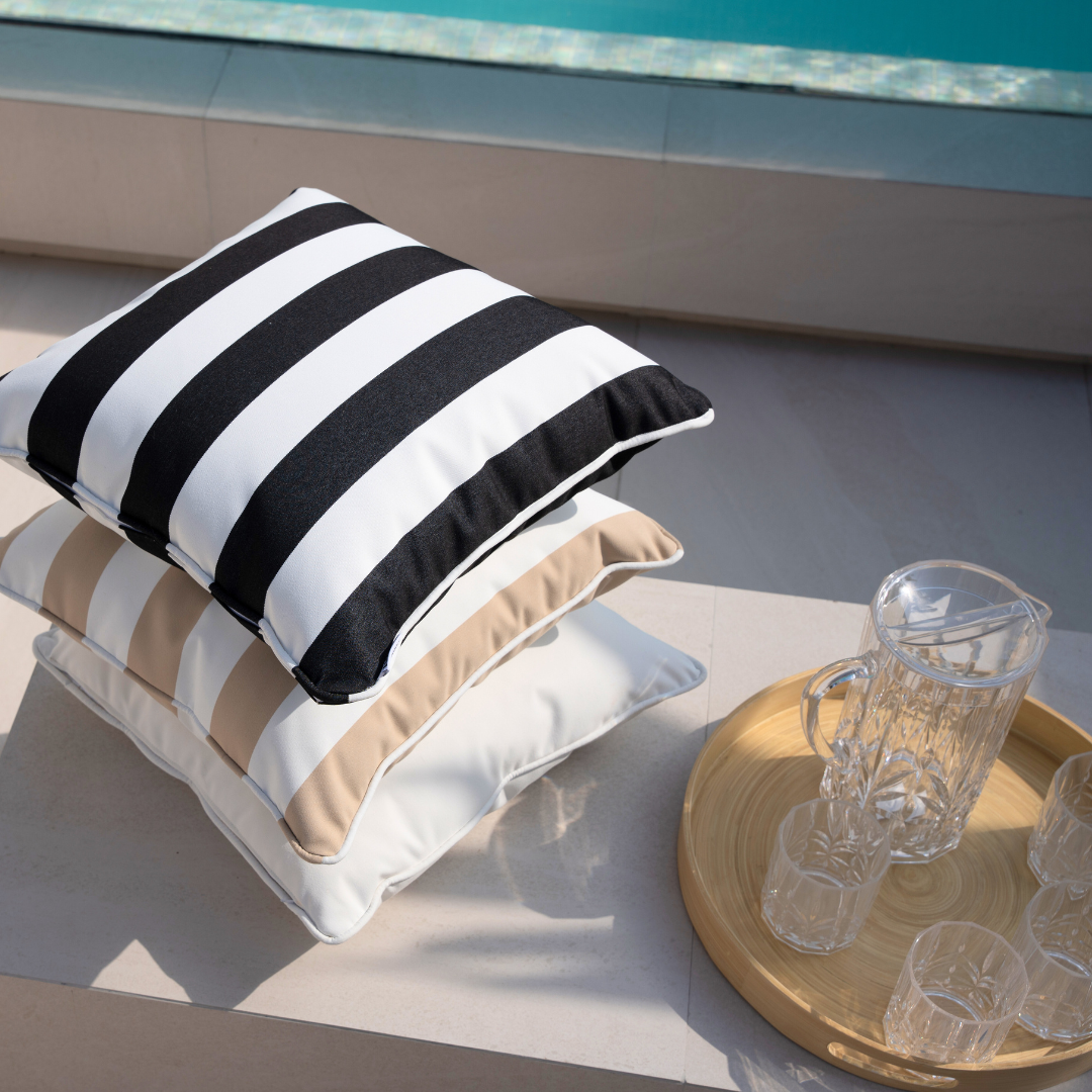 Taupe Stripe Outdoor Cushions (2 Pieces)