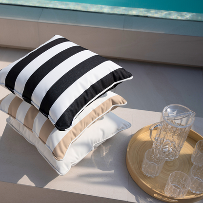 Taupe Stripe Outdoor Cushions (2 Pieces)