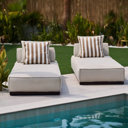 Homesoda.store Cocoa 50 outdoor cushion 2-piece set, plush fabric with a cocoa color, ideal for patio or garden seating.