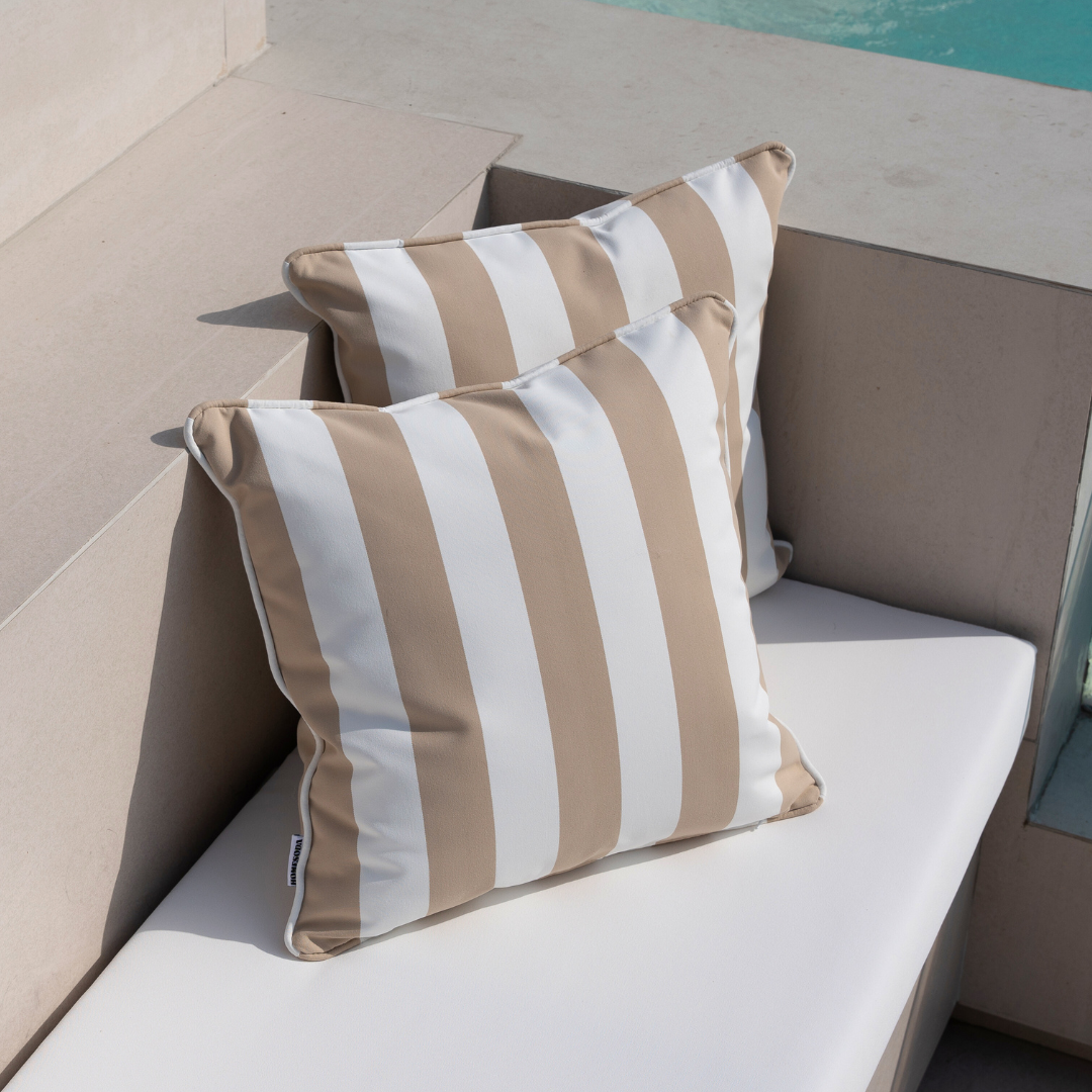 Taupe Stripe Outdoor Cushions (2 Pieces)