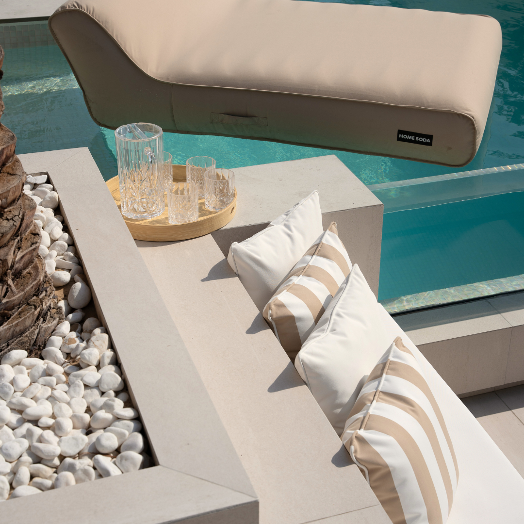 Taupe Stripe Outdoor Cushions (2 Pieces)