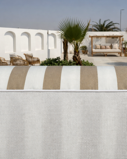 Double Lilo in taupe stripe from homesoda.store, featuring soft fabric and comfortable double mattress design.