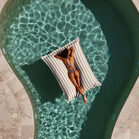 Pool Pillow (Filling Included) | Taupe Stripe | Signature Fabric - homesoda.store