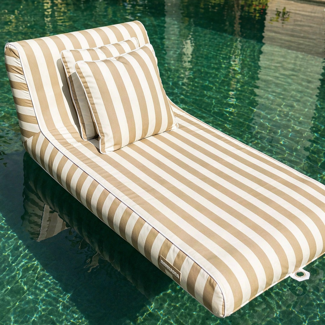 Taupe outdoor cushion set by homesoda.store, two-piece 45-inch cushions for patio or outdoor furniture.