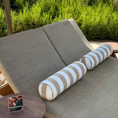 Taupe Stripe Bolster Cushion (2 Piece Set)