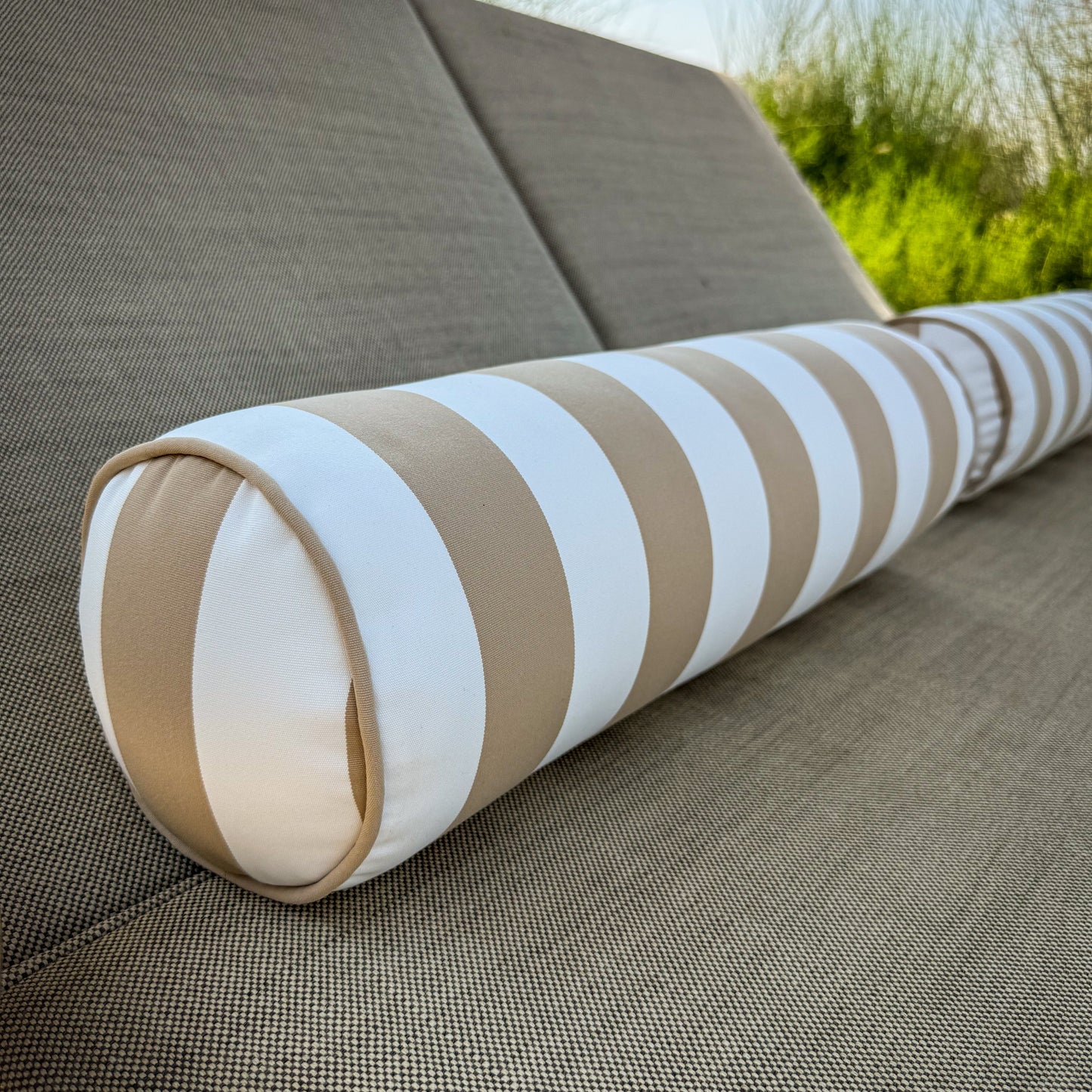 Taupe Stripe Bolster Cushion (2 Piece Set)