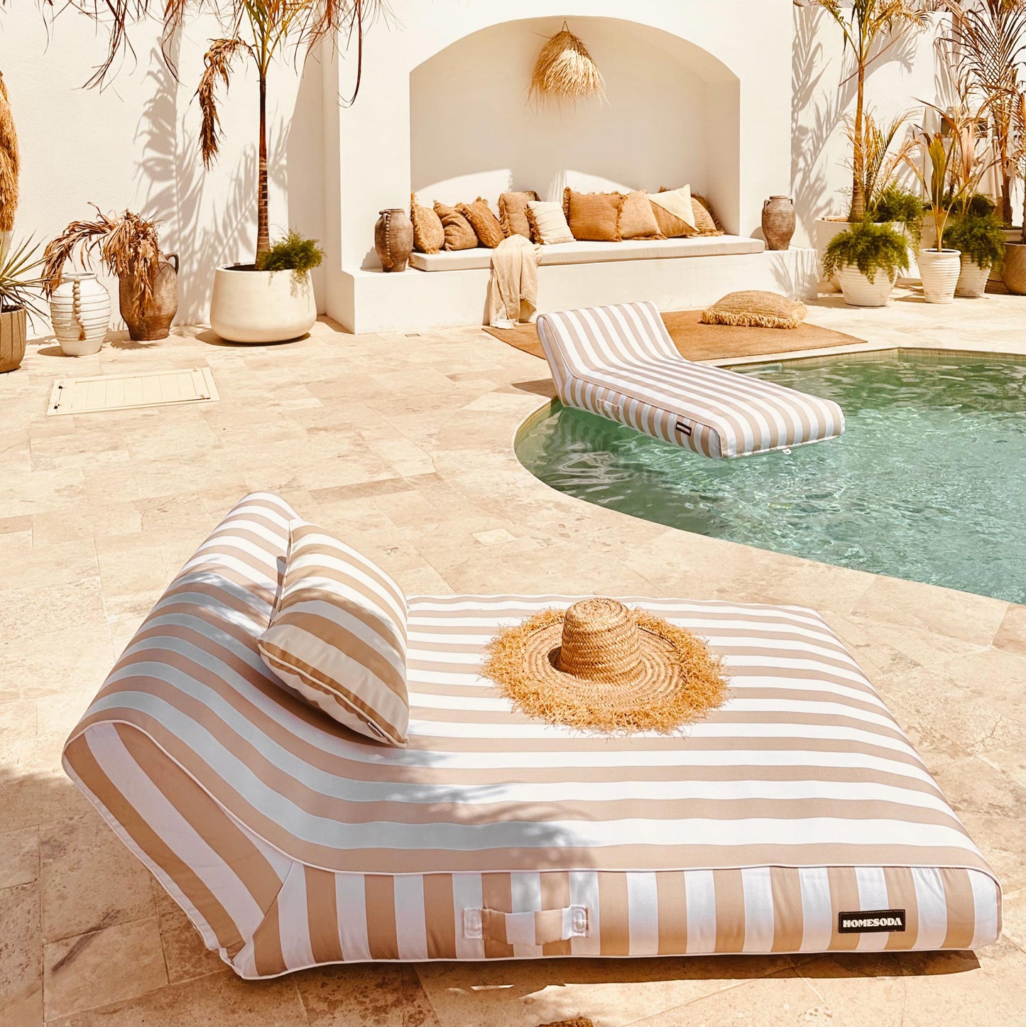 Double Lilo | Taupe Stripe
