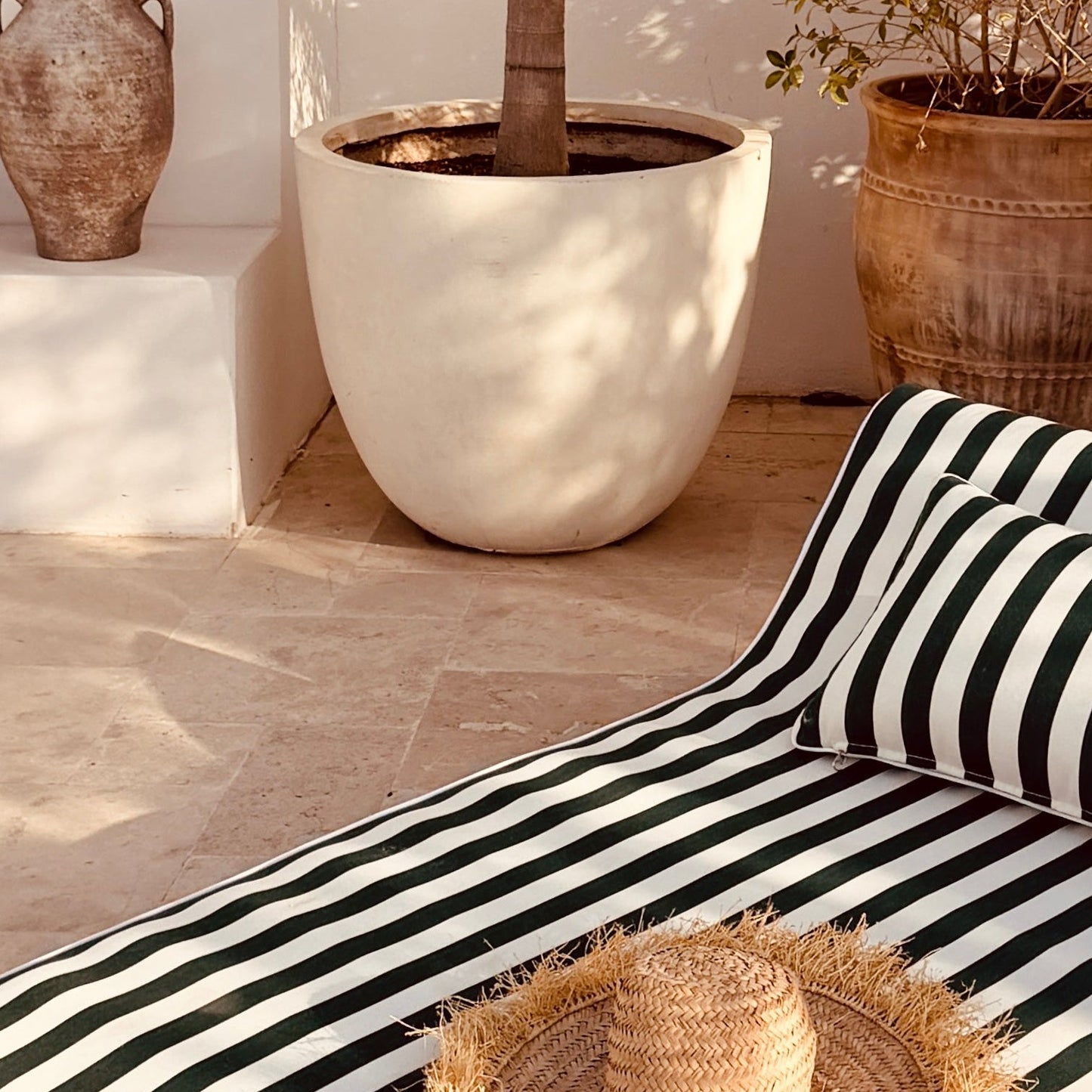 green and white 60cm outdoor cushion